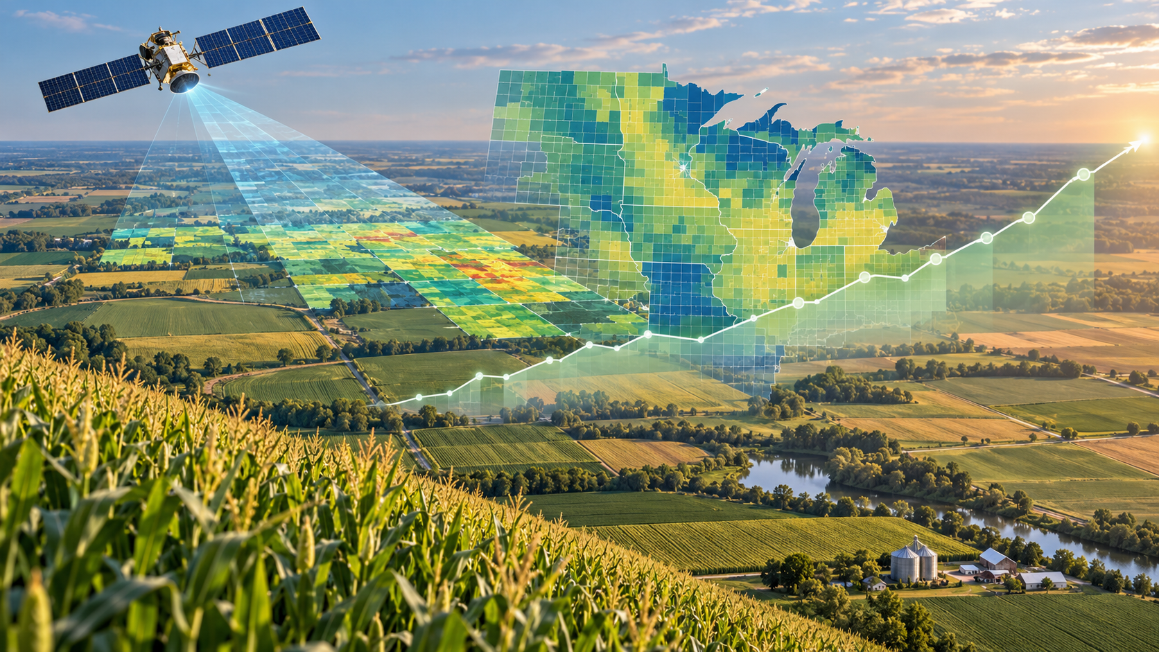 Satellite crop monitoring and yield prediction visualization